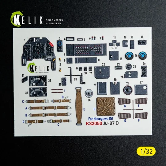 Ju-87D - interior 3D decals for Hasegawa kit, 1/32 - Kelik K32050 Ju-87D - interior 3D decals for Hasegawa kit, 1/32 - Kelik K32050