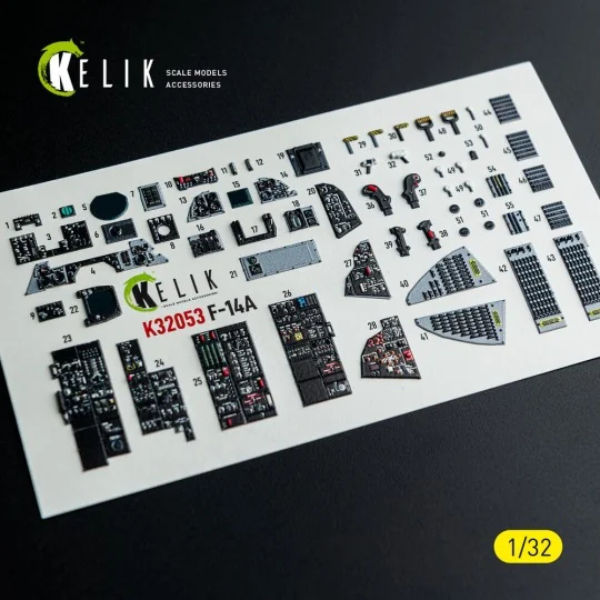 F-14A - interior 3D decals for Tamiya kit, 1/32 - Kelik K32053