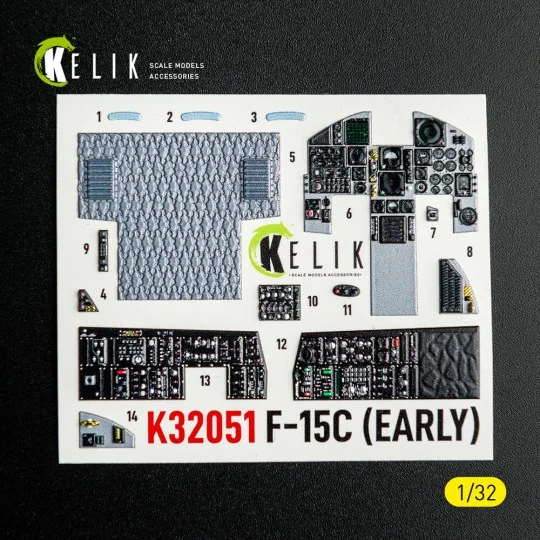 F-15C (early) - interior 3D decals for Tamiya kit, 1/32 - Kelik K32051