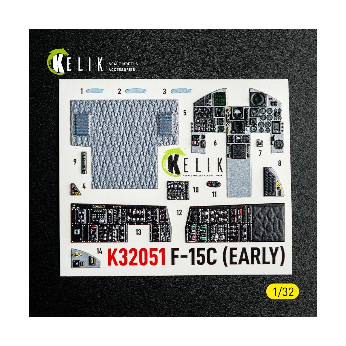F-15C (early) - interior 3D decals for Tamiya kit, 1/32 - Kelik K32051