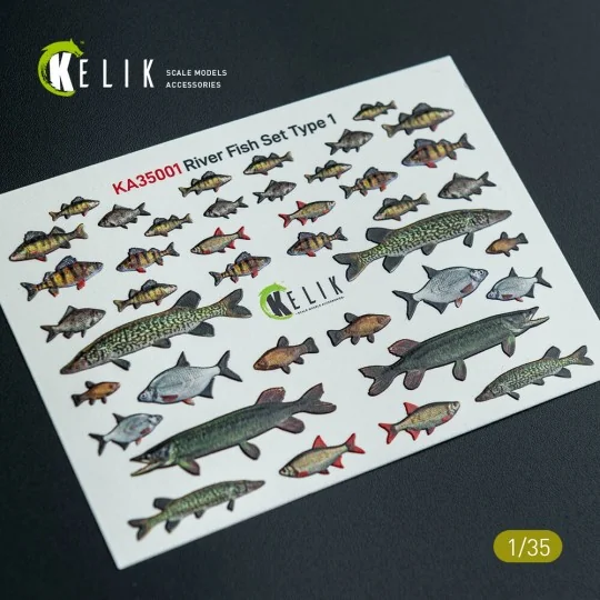 River Fish set Type 1 - 3D Decal for dioramas, 1/35 - Kelik KA35001 River Fish set Type 1 - 3D Decal for dioramas, 1/35 - Kelik KA35001