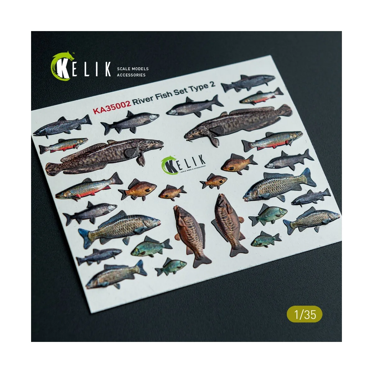 River Fish set Type 2 - 3D Decal for dioramas, 1/35 - Kelik KA35002