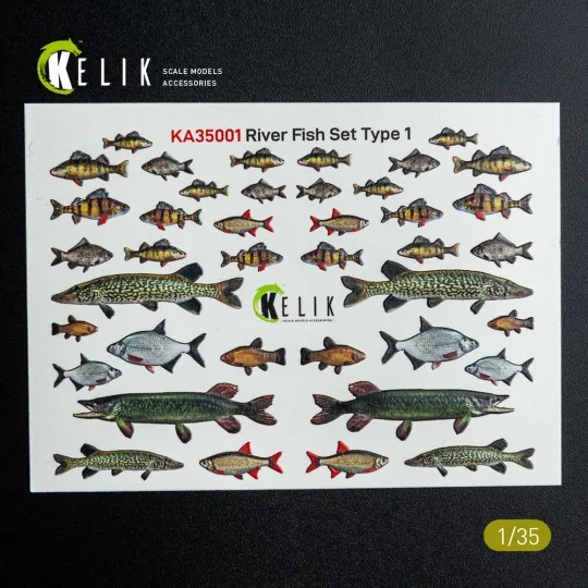 River Fish set Type 1 - 3D Decal for dioramas, 1/35 - Kelik KA35001 River Fish set Type 1 - 3D Decal for dioramas, 1/35 - Kelik KA35001