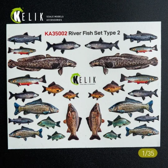 River Fish set Type 2 - 3D Decal for dioramas, 1/35 - Kelik KA35002