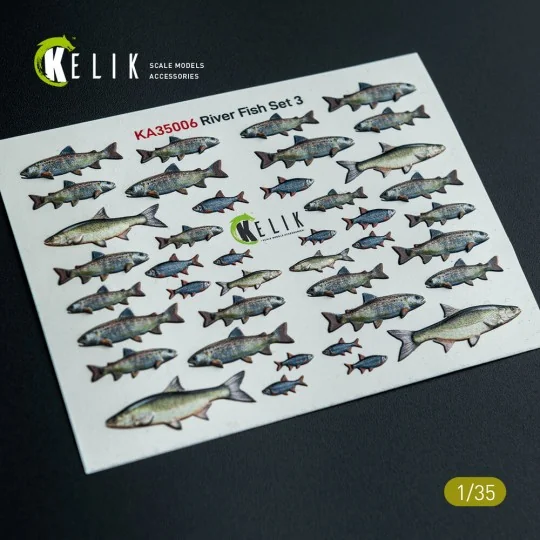 River Fish set Type 3 - 3D Decal for dioramas, 1/35 - Kelik KA35006