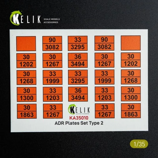 ADR Plates Set Type 2 - Decal for models, 1/35 - Kelik KA35010 ADR Plates Set Type 2 - Decal for models, 1/35 - Kelik KA35010