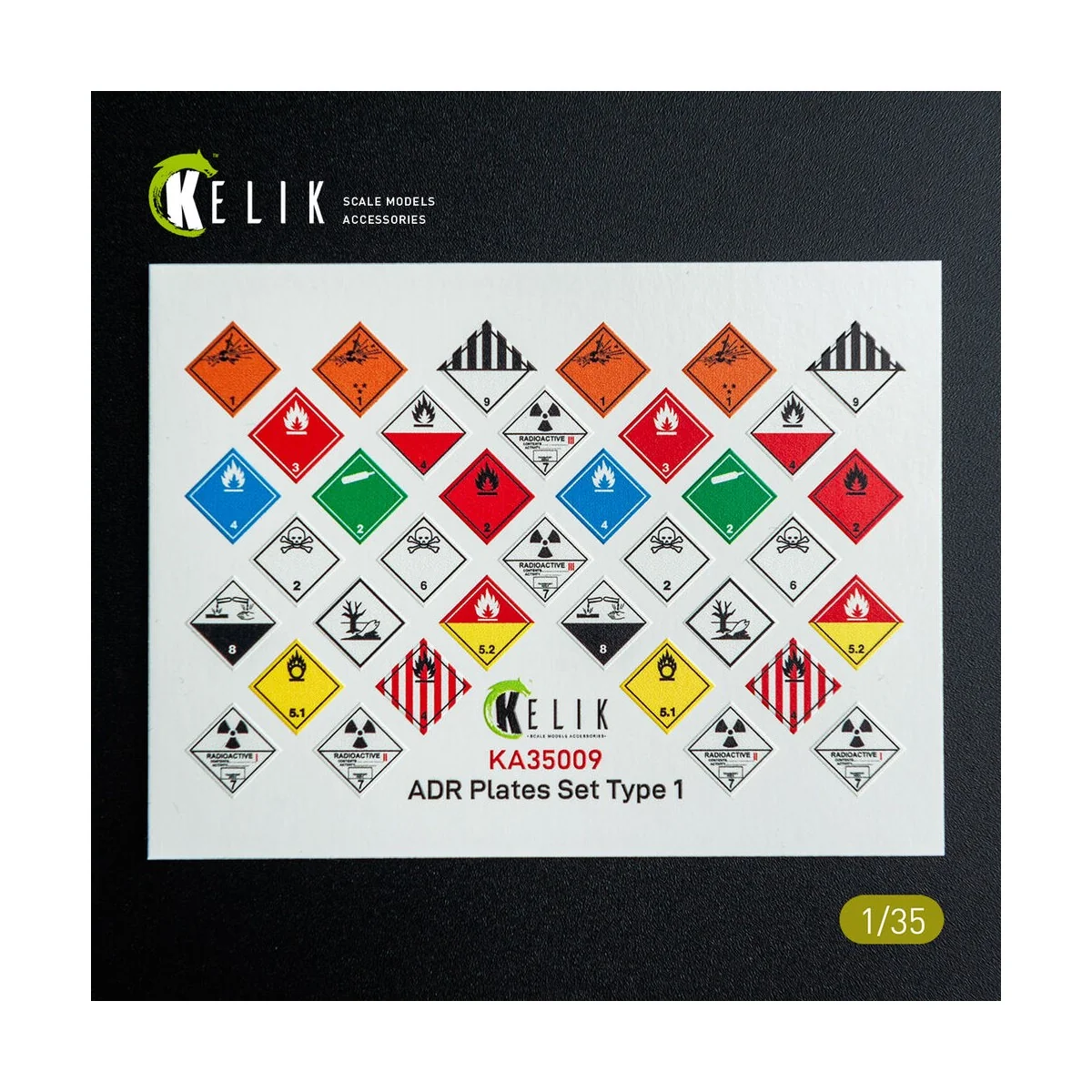 ADR Plates Set Type 1 - Decal for models, 1/35 - Kelik KA35009 ADR Plates Set Type 1 - Decal for models, 1/35 - Kelik KA35009