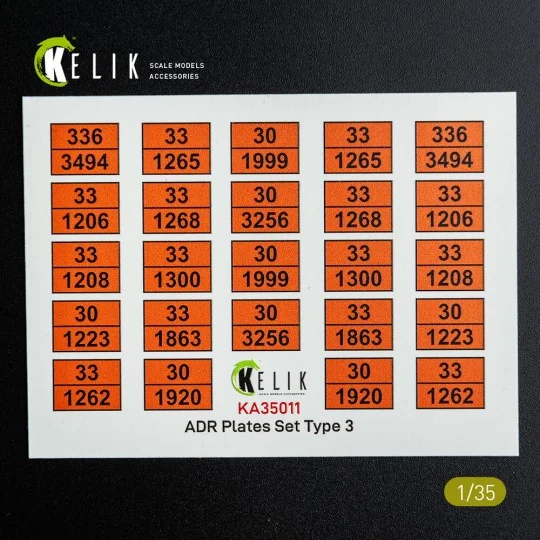 ADR Plates Set Type 2 - Decal for models, 1/35 - Kelik KA35011