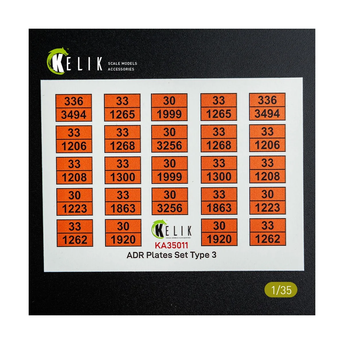 ADR Plates Set Type 2 - Decal for models, 1/35 - Kelik KA35011