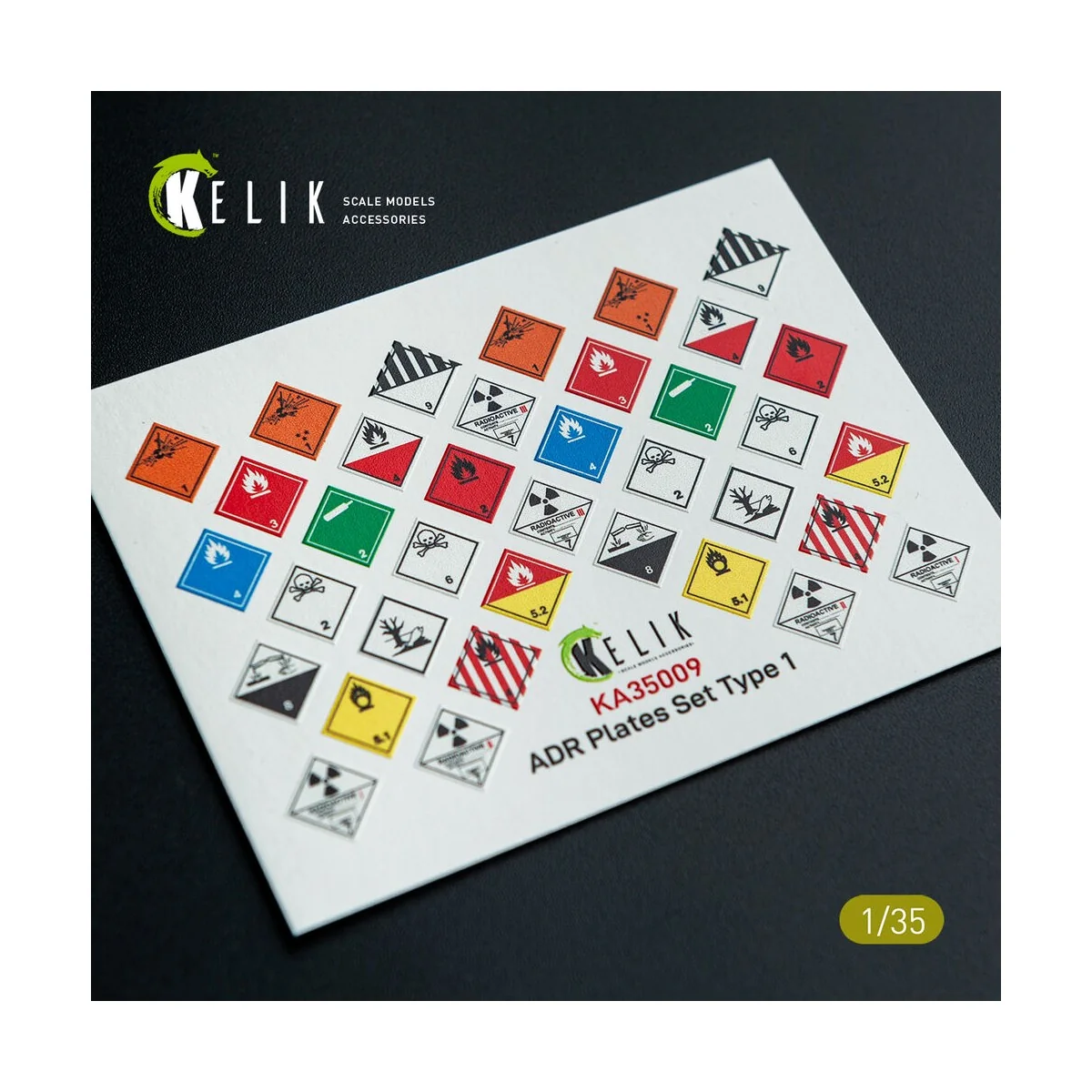 ADR Plates Set Type 1 - Decal for models, 1/35 - Kelik KA35009 ADR Plates Set Type 1 - Decal for models, 1/35 - Kelik KA35009