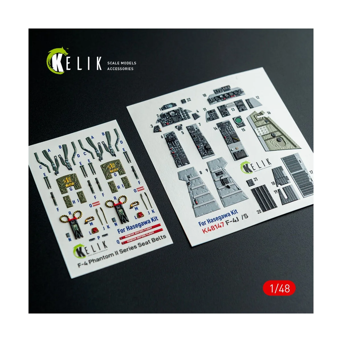 F-4J/S - interior 3D decals for Hasegawa kit, 1/48 - Kelik K48147