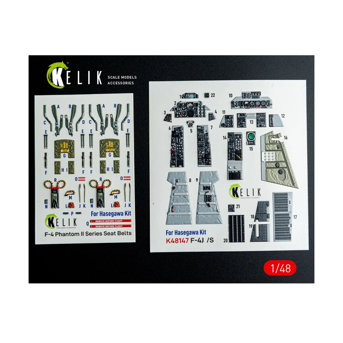 F-4J/S - interior 3D decals for Hasegawa kit, 1/48 - Kelik K48147