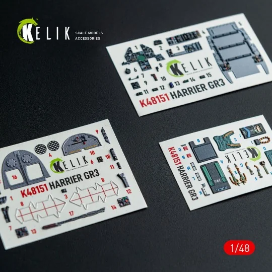 HARRIER GR3 - interior 3D decals for Kinetic kit, 1/48 - Kelik K48151