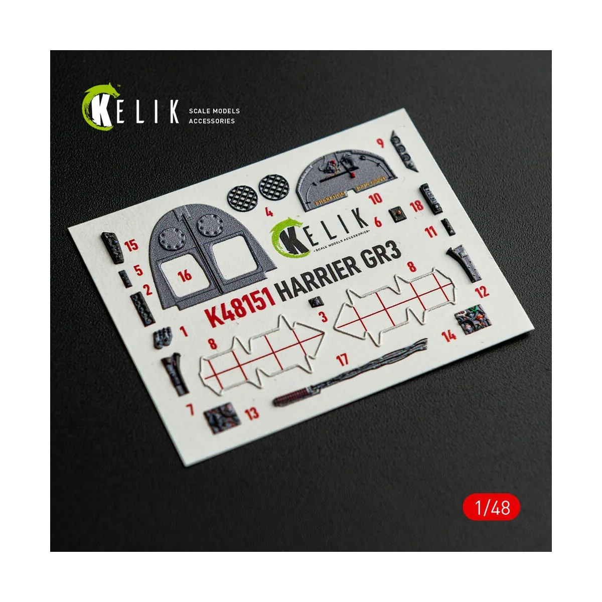 HARRIER GR3 - interior 3D decals for Kinetic kit, 1/48 - Kelik K48151