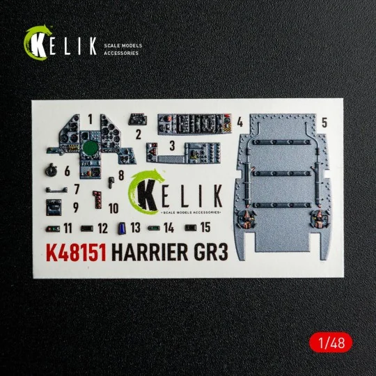HARRIER GR3 - interior 3D decals for Kinetic kit, 1/48 - Kelik K48151