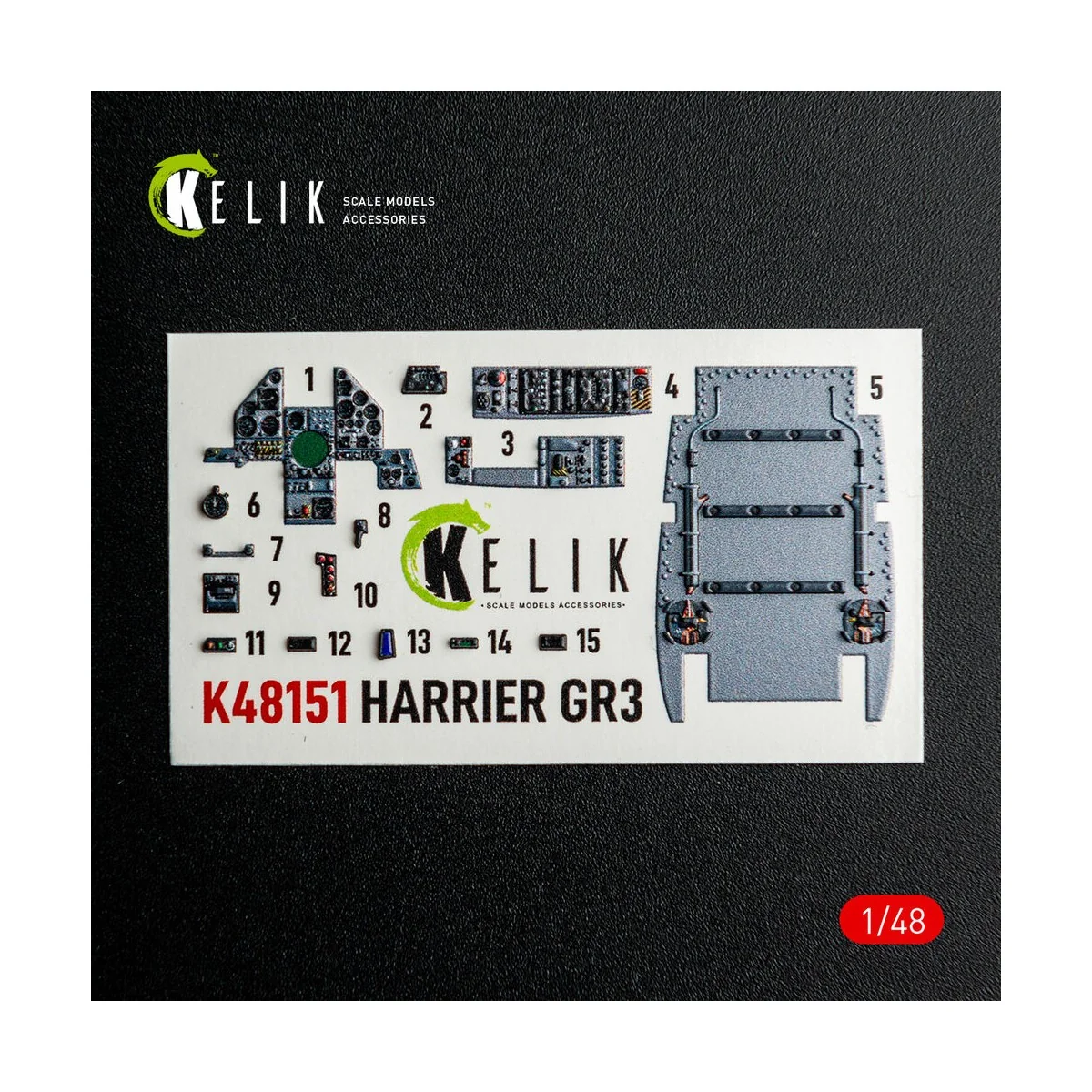 HARRIER GR3 - interior 3D decals for Kinetic kit, 1/48 - Kelik K48151