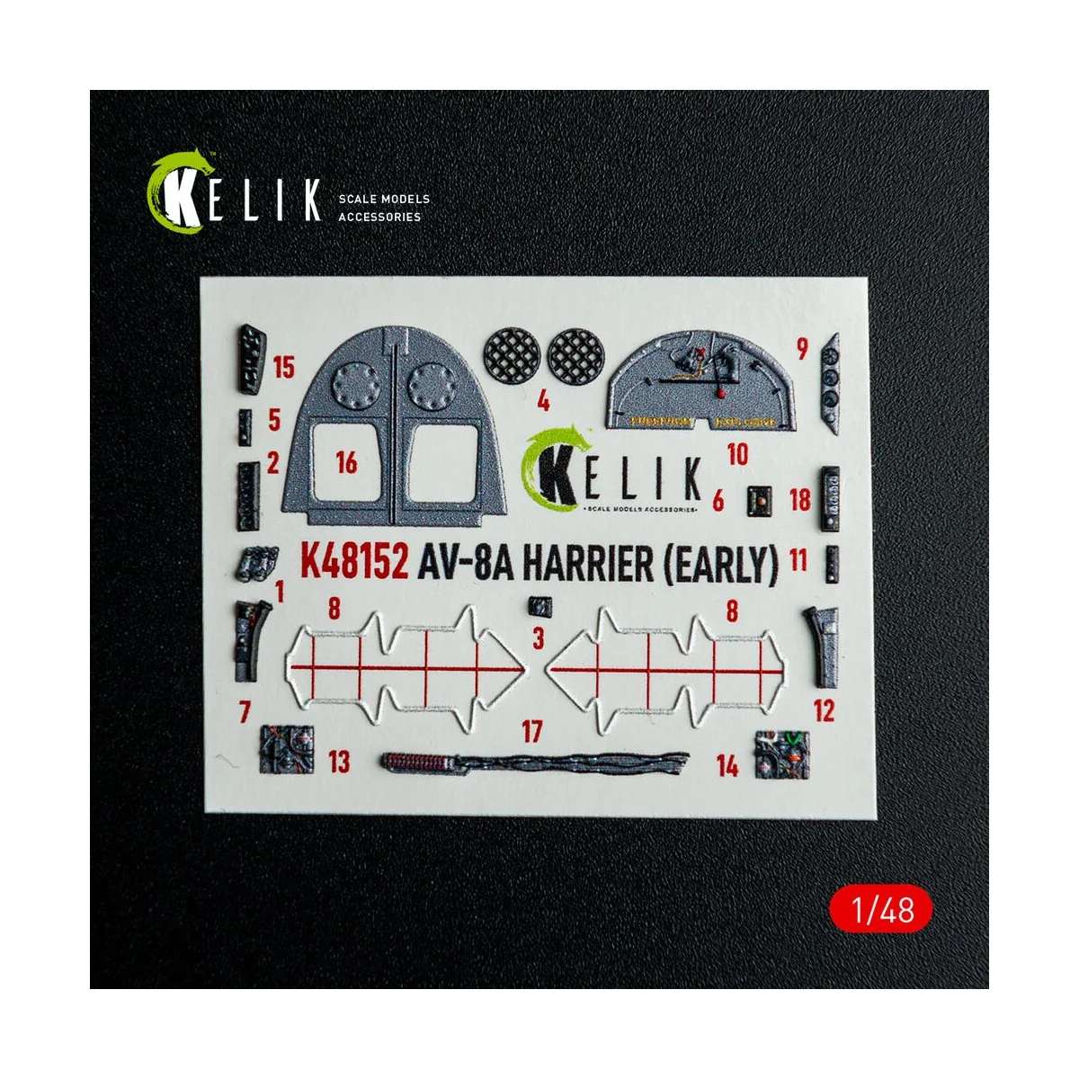 AV-8A HARRIER (Early) - interior 3D decals for Kinetic kit, 1/48 - ...