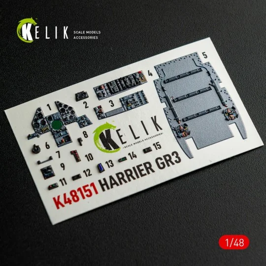 HARRIER GR3 - interior 3D decals for Kinetic kit, 1/48 - Kelik K48151