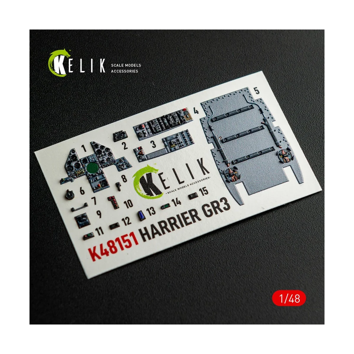 HARRIER GR3 - interior 3D decals for Kinetic kit, 1/48 - Kelik K48151