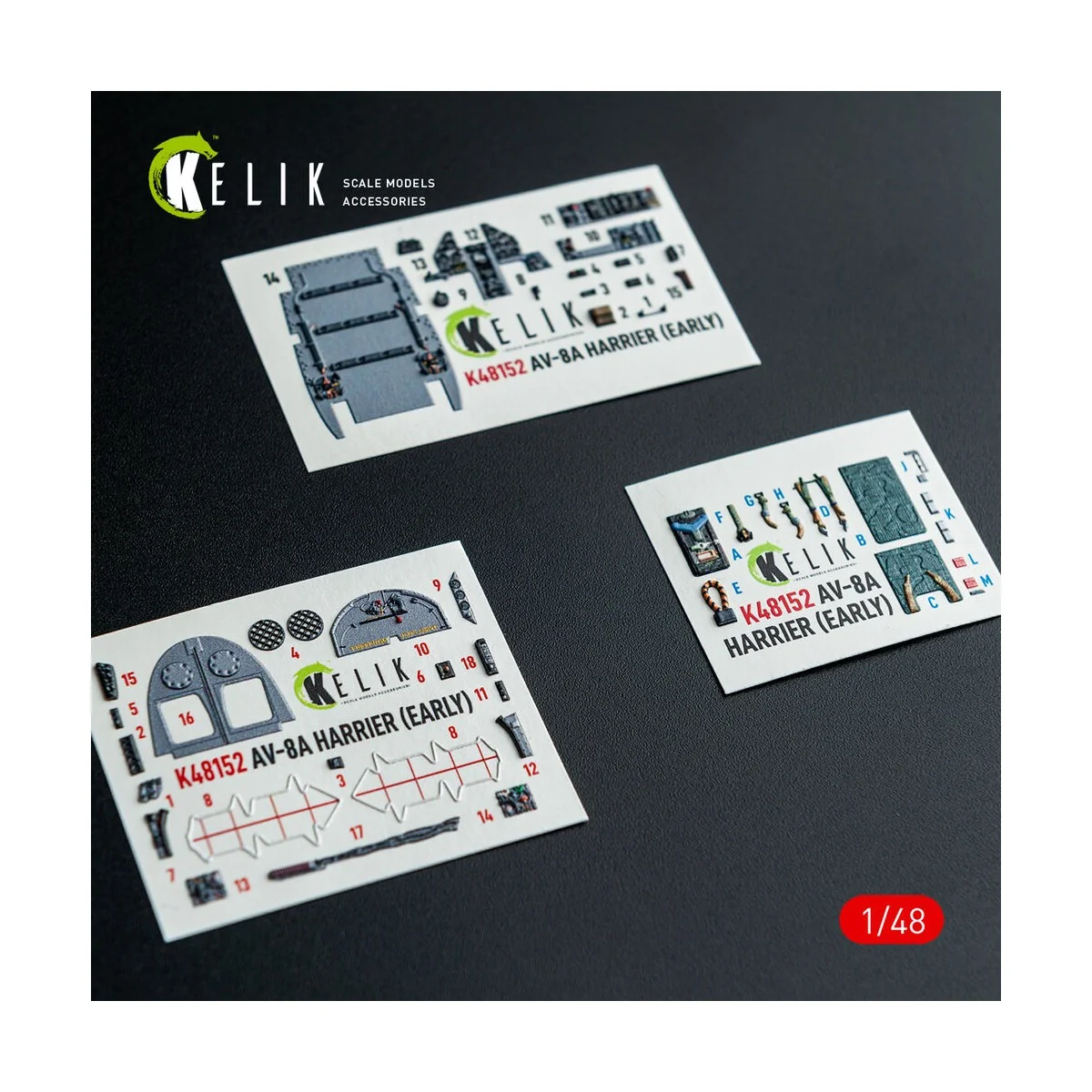 AV-8A HARRIER (Early) - interior 3D decals for Kinetic kit, 1/48 - ...