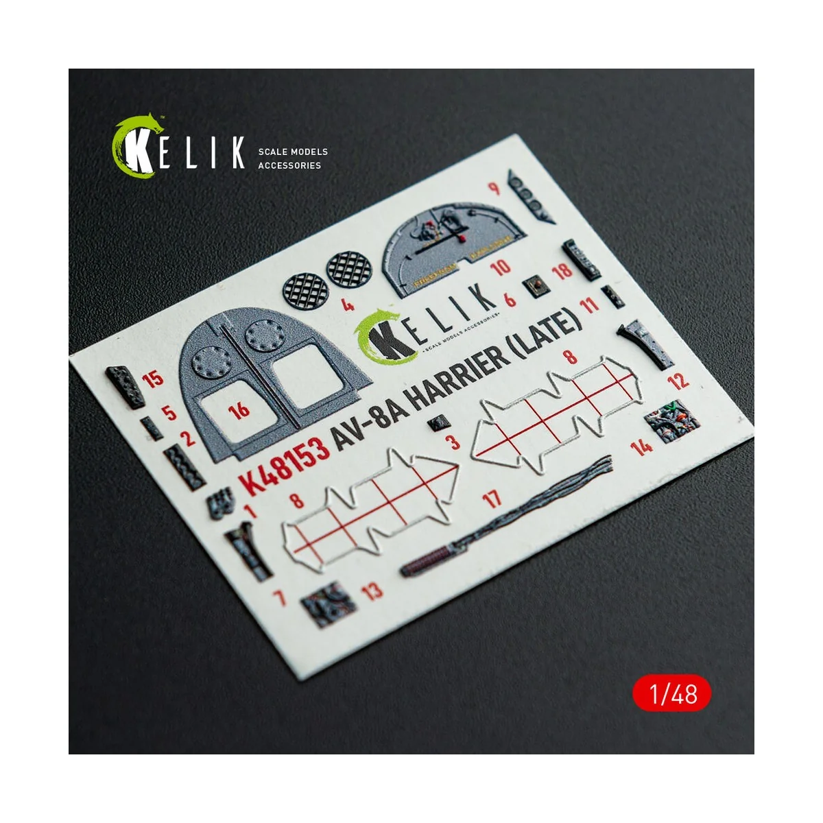 AV-8A HARRIER (Late) - interior 3D decals for Kinetic kit, 1/48 - K...