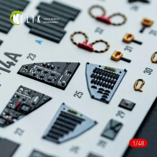 F-14A - interior 3D decals for Hasegawa kit, 1/48 - Kelik K48160