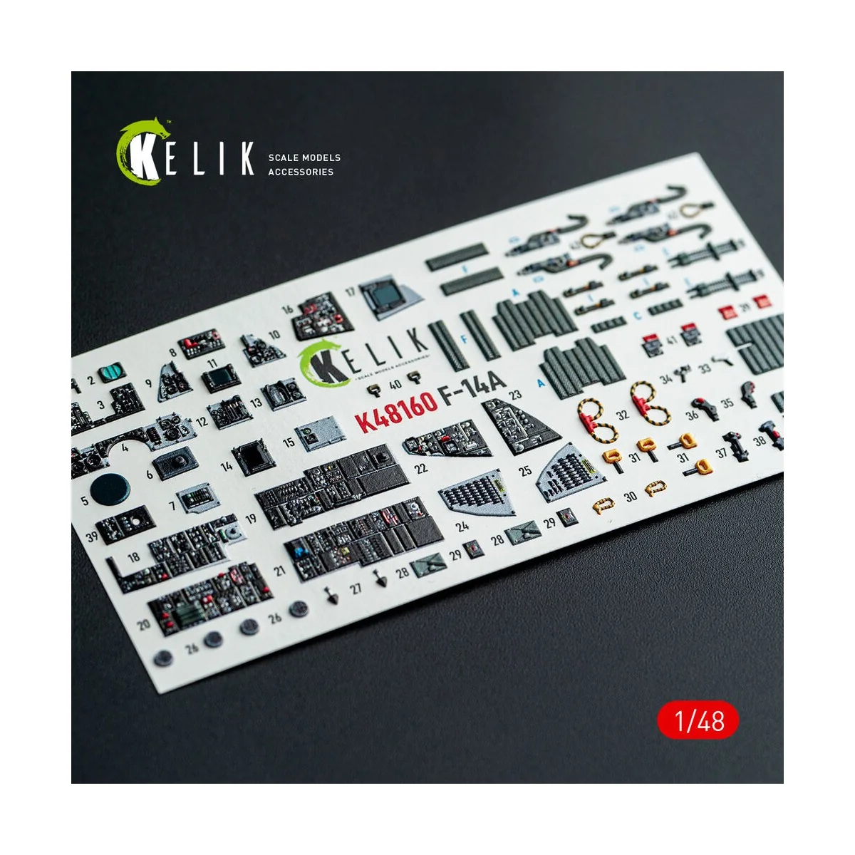 F-14A - interior 3D decals for Hasegawa kit, 1/48 - Kelik K48160