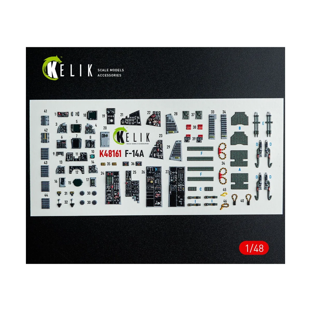 F-14A - interior 3D decals for GWH kit, 1/48 - Kelik K48161