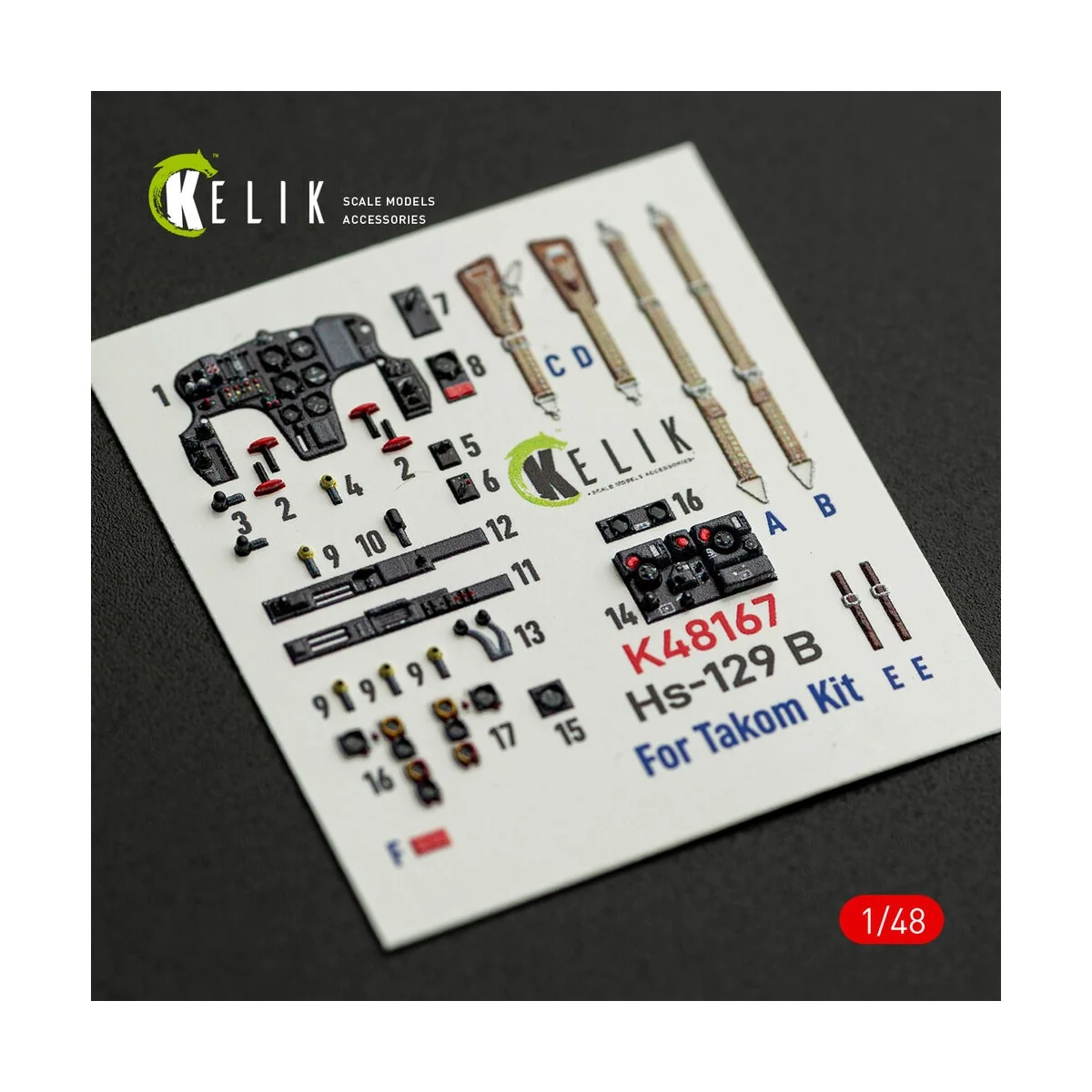 Hs-129 B - interior 3D decals for Takom kit, 1/48 - Kelik K48167