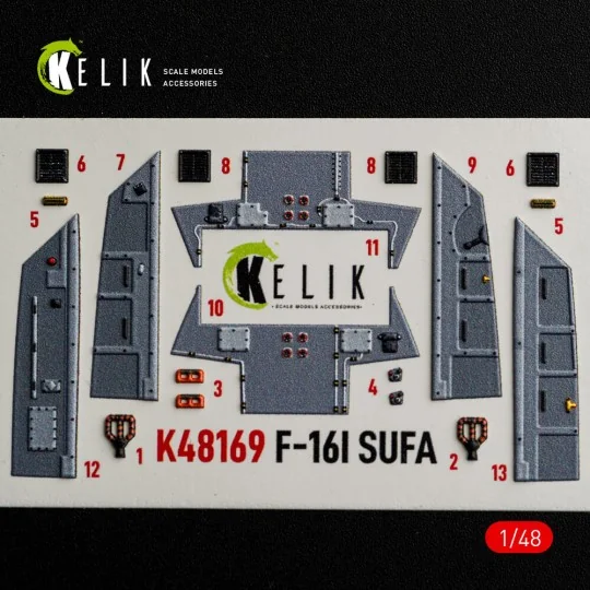 F-16I SUFA - interior 3D decals for GWH kit, 1/48 - Kelik K48169