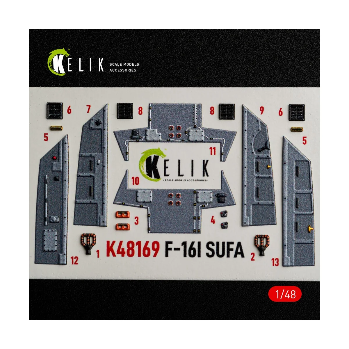 F-16I SUFA - interior 3D decals for GWH kit, 1/48 - Kelik K48169