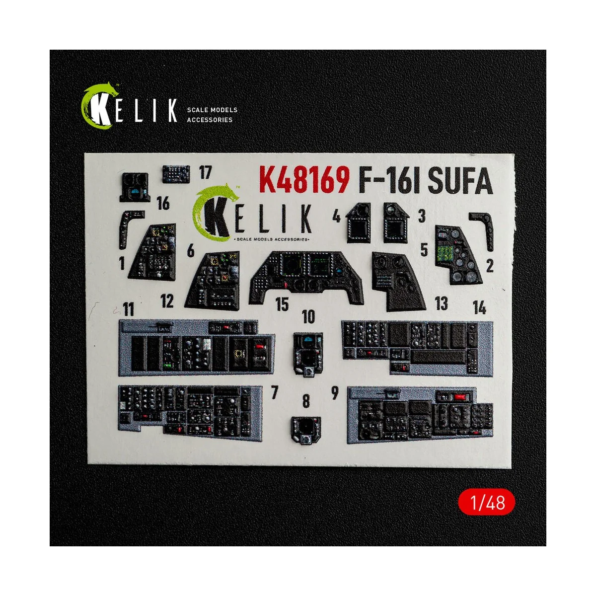 F-16I SUFA - interior 3D decals for GWH kit, 1/48 - Kelik K48169
