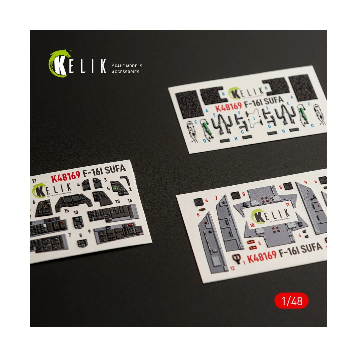 F-16I SUFA - interior 3D decals for GWH kit, 1/48 - Kelik K48169