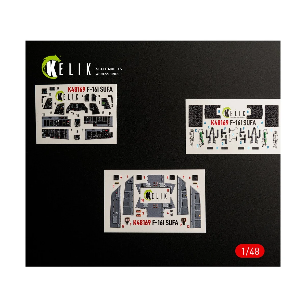 F-16I SUFA - interior 3D decals for GWH kit, 1/48 - Kelik K48169