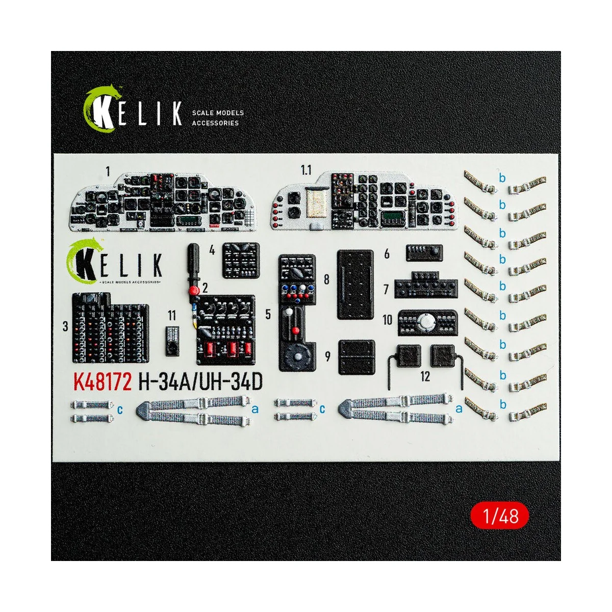 H-34A/UH-34D - interior 3D decals for Italeri kit, 1/48 - Kelik K48172 H-34A/UH-34D - interior 3D decals for Italeri kit, 1/48 - Kelik K48172