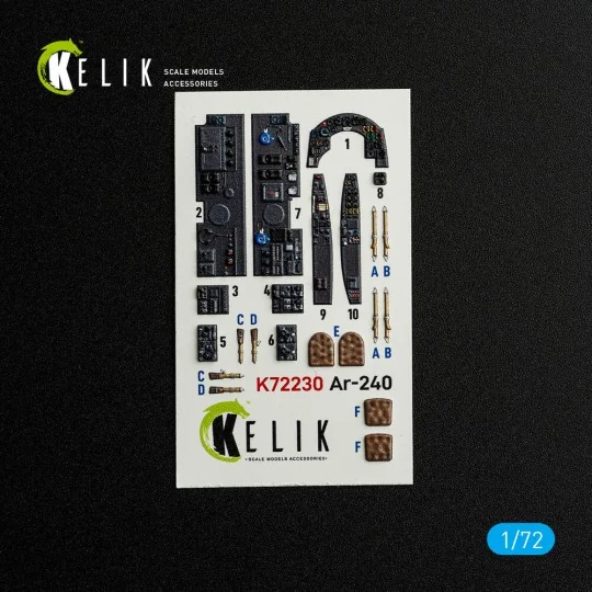 Ar-240 - interior 3D decals for Revell kit, 1/72 - Kelik K72230 Ar-240 - interior 3D decals for Revell kit, 1/72 - Kelik K72230