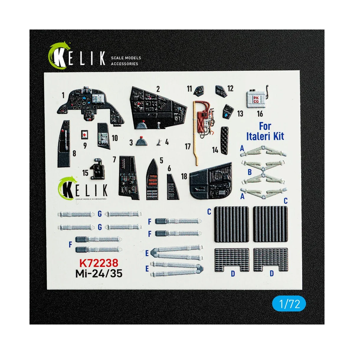 Mi-35/24 - interior 3D decals for Italeri kit, 1/72 - Kelik K72238