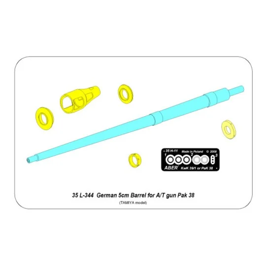 Germ.5cm barrel for Pak 38 for Tamiya, 1/35 - Aber Models 35 L-344