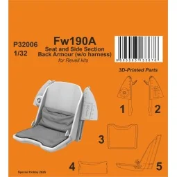 Fw190A Seat and Side Section Back Armour (w/o harness) for Revell, ...