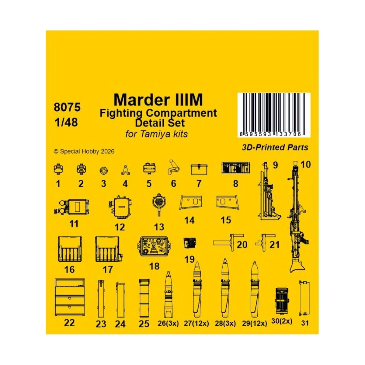 Marder IIIM Fighting Compartment Detail Set for Tamiya, 1/48 - CMK ...