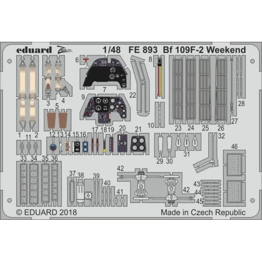 Bf 109F-2 Weekend for Eduard, 1/48 - Eduard Accessories FE893 Bf 109F-2 Weekend for Eduard, 1/48 - Eduard Accessories FE893