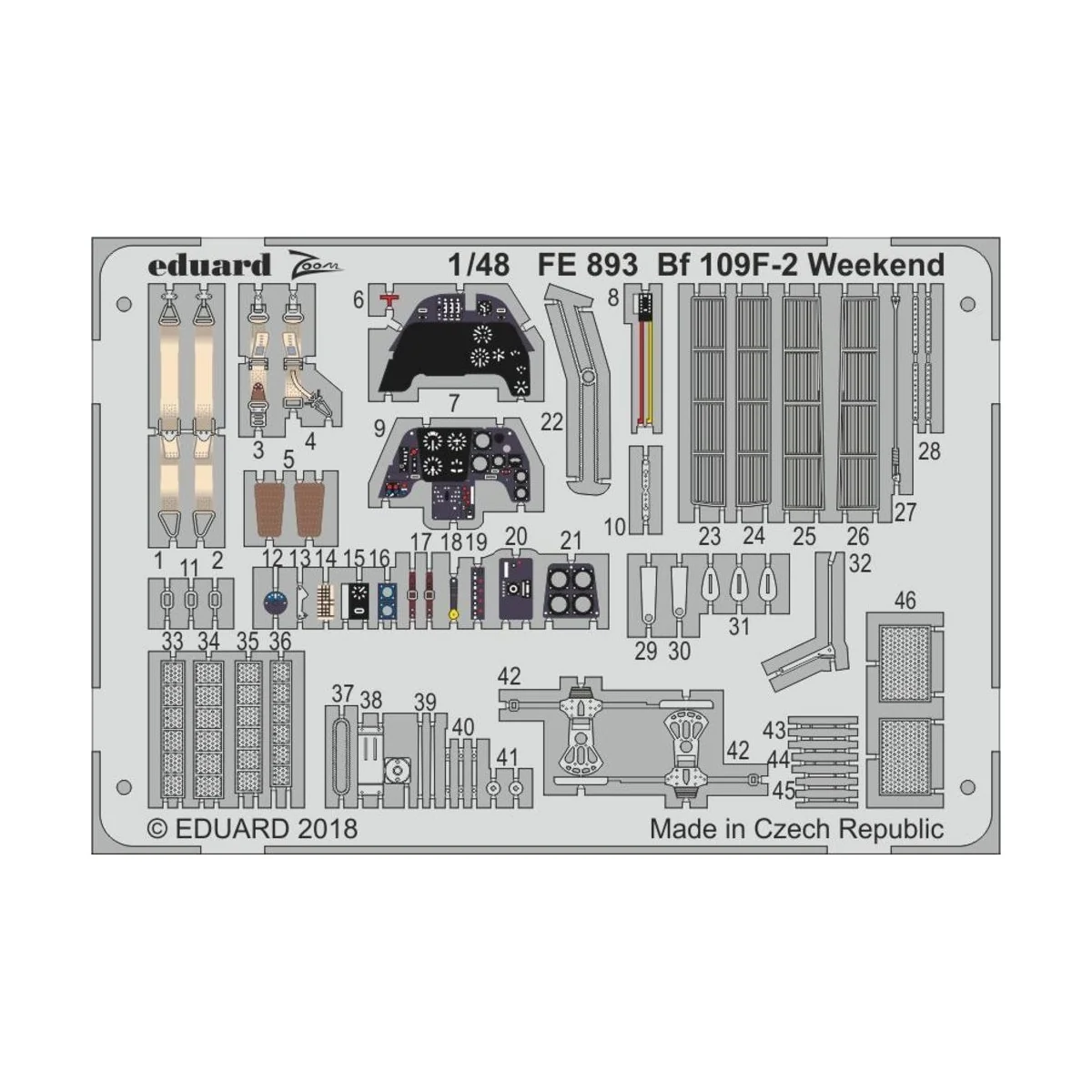 Bf 109F-2 Weekend for Eduard, 1/48 - Eduard Accessories FE893 Bf 109F-2 Weekend for Eduard, 1/48 - Eduard Accessories FE893