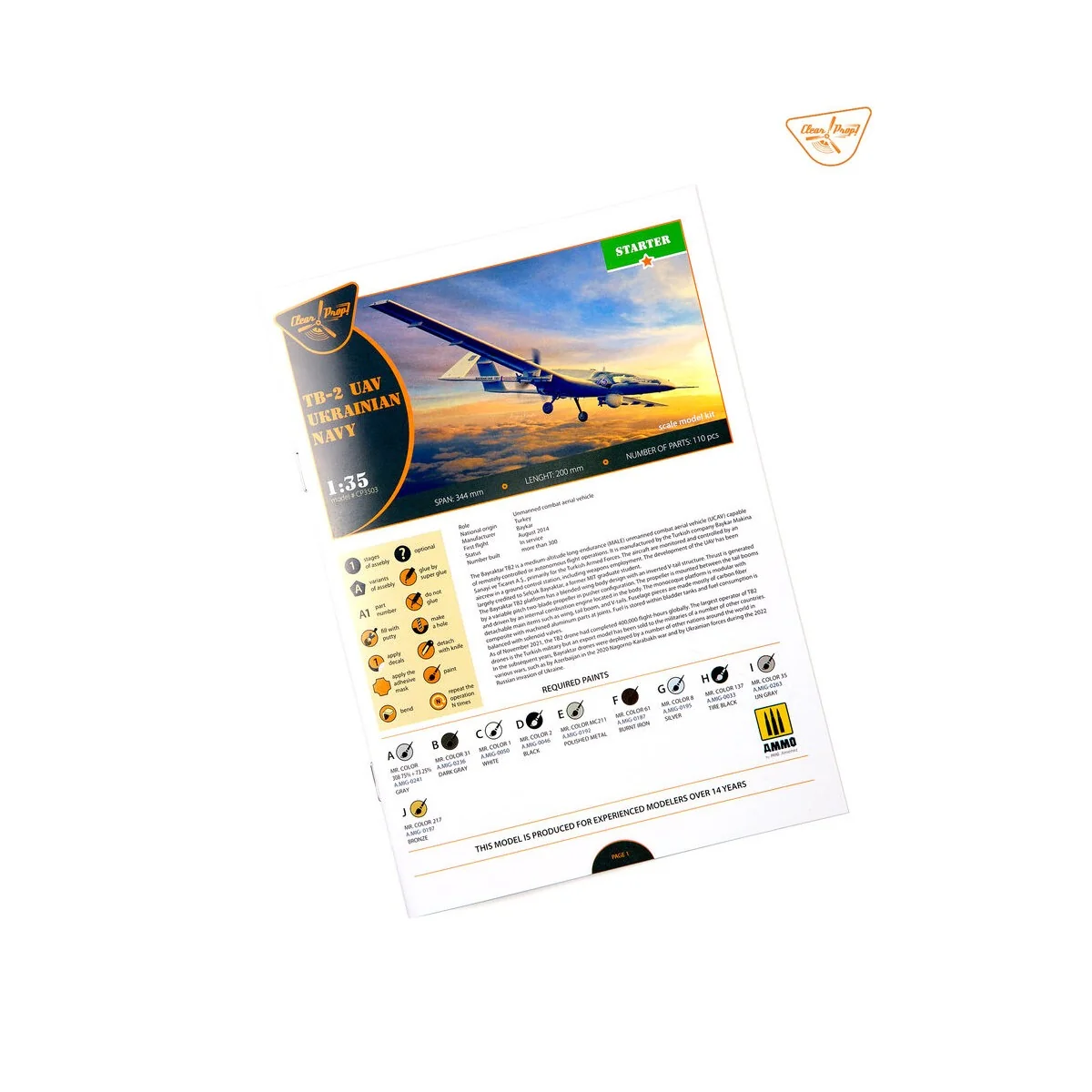 TB.2 UAV UKRAINIAN NAVY, 1/35 - Clear Prop Models CP3503 TB.2 UAV UKRAINIAN NAVY, 1/35 - Clear Prop Models CP3503