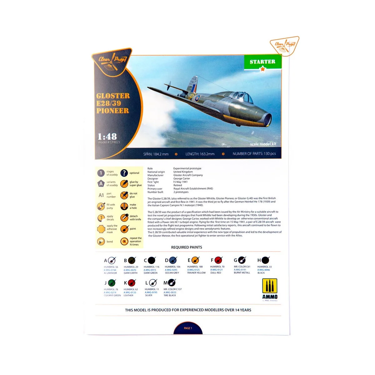 Gloster E28/39 Pioneer, 1/48 - Clear Prop Models CP4823