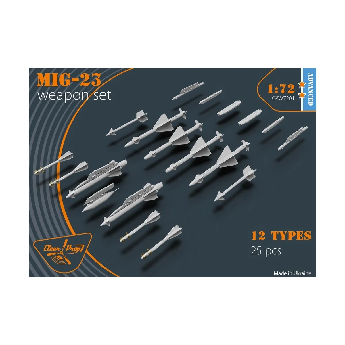 MiG-23 Weapon Set, 1/72 - Clear Prop Accessories CPW7201