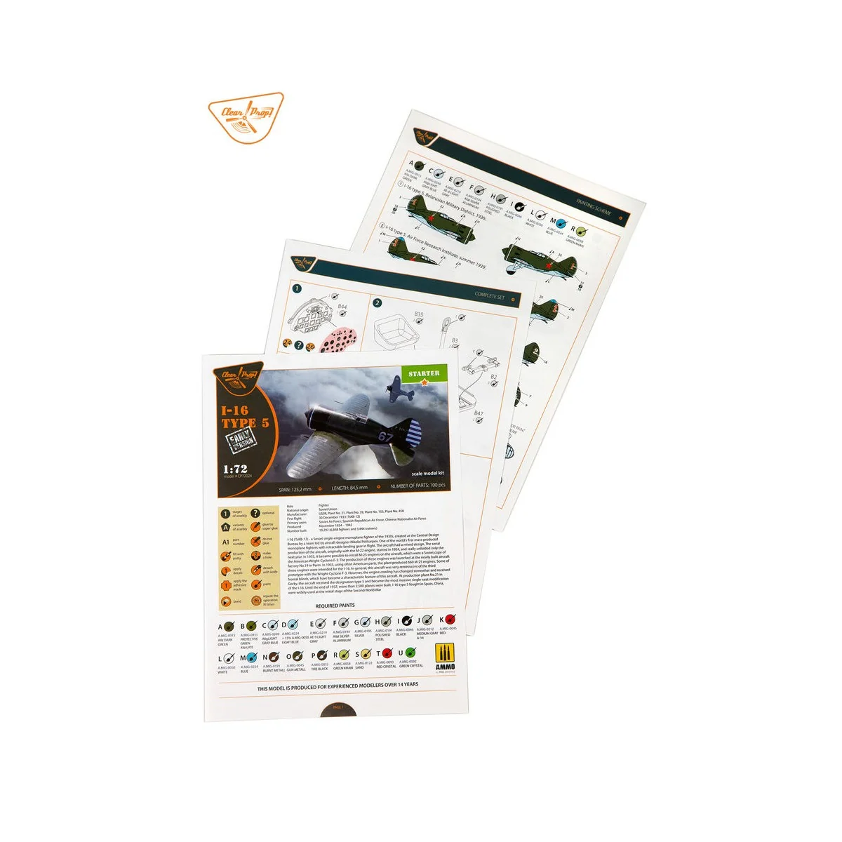 I-16 type 5 (early version), 1/72 - Clear Prop Models CP72024