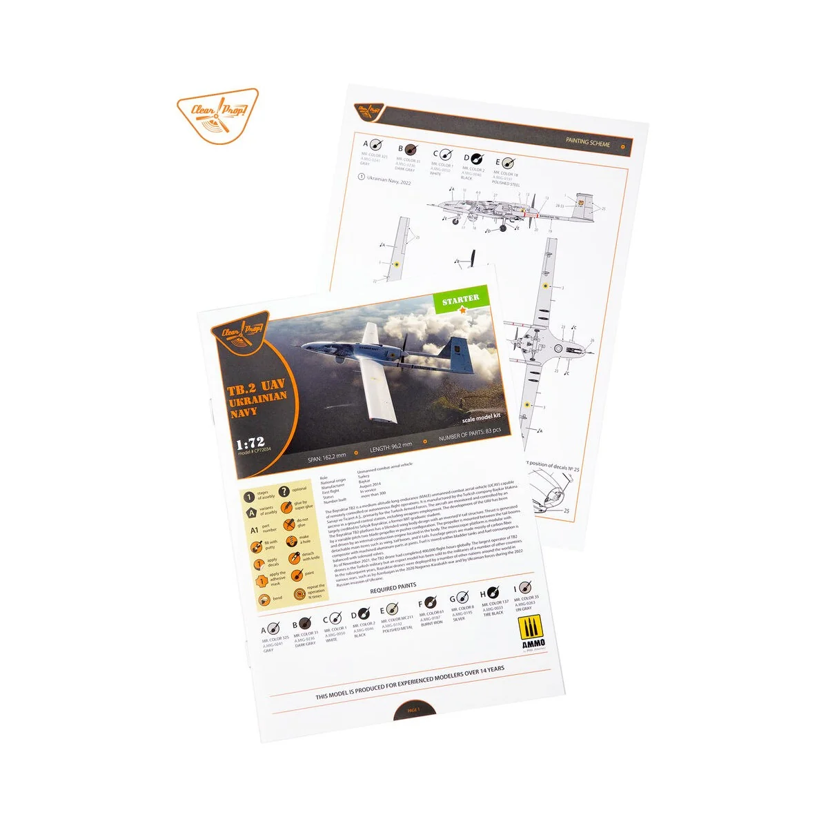 TB.2 UAV UKRAINIAN NAVY, 1/72 - Clear Prop Models CP72034 TB.2 UAV UKRAINIAN NAVY, 1/72 - Clear Prop Models CP72034