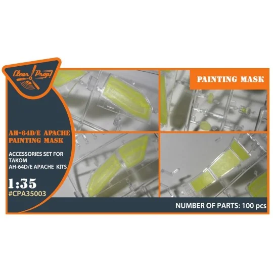 AH-64D/E Apache painting mask for TAKOM kit, 1/35 - Clear Prop Acce... AH-64D/E Apache painting mask for TAKOM kit, 1/35 - Clear Prop Acce...