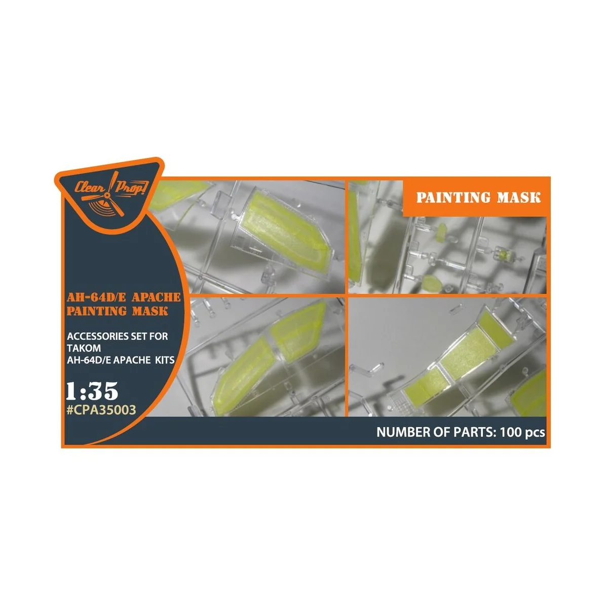 AH-64D/E Apache painting mask for TAKOM kit, 1/35 - Clear Prop Acce... AH-64D/E Apache painting mask for TAKOM kit, 1/35 - Clear Prop Acce...