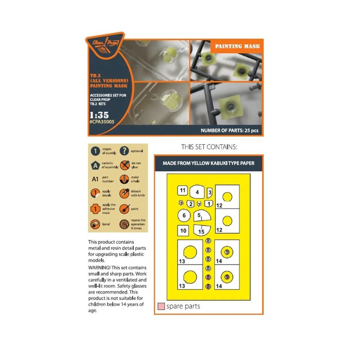 TB.2 painting mask for CP kits, 1/35 - Clear Prop Accessories CPA35005 TB.2 painting mask for CP kits, 1/35 - Clear Prop Accessories CPA35005